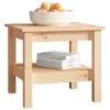A wooden side table with a bowl of fruit on top and books on the shelf below. Produktbild-Vorschau
