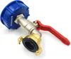 A product shot of an IBC tank adapter with a valve and coupling. Produktbild-Vorschau