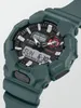 A close-up, angled view of a green G-Shock watch. Produktbild-Vorschau