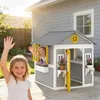 Outsunny Houten speelhuis voor kinderen met deur, 6 ramen Productafbeelding-voorbeeld 2