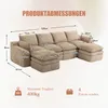 4-osobowa sofa modułowa w kolorze khaki z 2 pufami, narożna Podgląd zdjęcia produktu 3