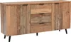 A product shot of a wooden sideboard with three drawers and two doors, set against a white background. Anteprima dell’immagine prodotto