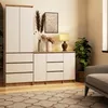Akord Komoda 2 dveře 3 zásuvky dub Sonoma/bílá 101x35x76 cm Náhled obrázku produktu 6
