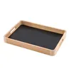 1.04 Holz Tablett eckig mit schwarzem Metall Boden - ca. 34 Produktbild-Vorschau 1