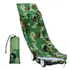 A camouflage-patterned lawnmower cover is shown draped over a lawnmower, with a folded version of the cover to the left. Produktbild-Vorschau