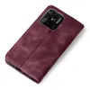 A burgundy flip case for a smartphone is shown from a diagonal top-down view on a white background. Produktbild-Vorschau