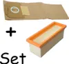 A set of vacuum cleaner bags and a filter. Produktbild-Vorschau