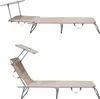 Two views of a beige sun lounger with an adjustable canopy. Produktbild-Vorschau
