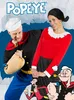 A man and a woman dressed as Popeye and Olive Oyl, with cartoon characters of Popeye and Olive Oyl at the bottom. Anteprima dell’immagine prodotto