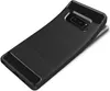 A black phone case with a carbon fiber texture is shown from a diagonal angle. Produktbild-Vorschau