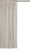 A beige curtain hanging from a rod against a white background. Produktbild-Vorschau