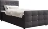 A dark gray upholstered boxspring bed with a headboard and bedding. Náhled obrázku produktu