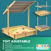 SPIELWERK® Bac à sable en bois SAMU 120x120cm tapis de sol Voir les images du produit 2