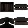 A collage of four images showing a dark brown wooden crate from different angles. Produktbild-Vorschau