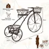 A decorative metal plant stand shaped like a bicycle, with dimensions and weight capacity indicated. Anteprima dell’immagine prodotto