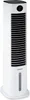A tall, white tower fan with a black top and a digital display. Produktbild-Vorschau