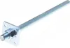 A metal post support with a square base and a threaded rod, isolated on a white background. Produktbild-Vorschau