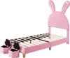 Letto imbottito 90x200, con due sgabelli, LED, orecchie da Anteprima dell’immagine prodotto 11