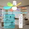 A modern living room with a colorful ceiling fan and a remote control. Náhled obrázku produktu