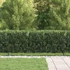 A black metal fence in front of a green hedge and trees, with a stone path and grass in the foreground. Náhľad obrázku produktu