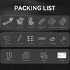 A packing list for a product, showing various components and accessories with their names. Produktbild-Vorschau