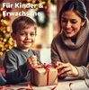 A mother and son are happily wrapping a Christmas gift together. Produktbild-Vorschau
