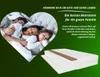 A family sleeping peacefully in a heart-shaped frame next to a product image of a mattress. Náhled obrázku produktu