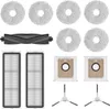 A collection of cleaning accessories for a robot vacuum cleaner, including mop pads, a brush roll, filters, dust bags, and side brushes. Náhled obrázku produktu