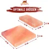 Two pinkish-orange salt blocks are shown with dimensions indicated. One is rectangular and the other is square. Produktbild-Vorschau