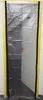 A clear plastic dust protection door with yellow trim and black zippers, covering a doorway. Produktbild-Vorschau