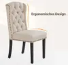 A beige upholstered dining chair with tufted back and nailhead trim, shown against a white background with a graphic overlay. Podgląd zdjęcia produktu