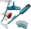 A collection of Makita vacuum cleaner accessories and parts laid out on a white background. Podgląd zdjęcia produktu