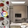 A collage showing a modern living room with a ceiling light and a close-up of strawberries and coffee. Anteprima dell’immagine prodotto