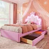 A child's bedroom with a pink princess-themed bed. Produktbild-Vorschau
