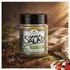 Bagatzounis Griechisches Salatgewürz im Glas mit verstreuten Kräutern auf Tuch Produktbild-Vorschau