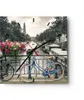 Wanduhr - Quadrat - Glasuhr - Amsterdam Fahrräder Brücke - Produktbild-Vorschau 1
