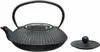 A black cast iron teapot with a lid and a tea strainer. Podgląd zdjęcia produktu