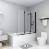 vidaXL Skladací sprchový kút 3 panely ESG 130x138 cm čierny Náhľad obrázku produktu 2