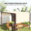 A pergola with a retractable canopy set up in a garden with outdoor furniture. Anteprima dell’immagine prodotto