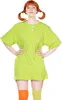 A woman dressed as Pippi Longstocking stands against a white background. Produktbild-Vorschau