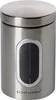 A silver metal storage container with a clear window and a lid. Produktbild-Vorschau