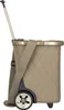 Side view of a tan rolling shopping bag with a silver handle and black wheels. Voir les images du produit