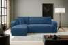 A blue sectional sofa is shown in a modern living room setting. Produktbild-Vorschau