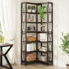 A corner bookshelf filled with decorative items and books, placed in a room with a window and curtains. Náhled obrázku produktu