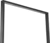 A close-up shot of the top part of a black outdoor shower frame with multiple LED lights. Produktbild-Vorschau