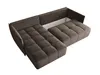 A brown L-shaped sofa with a storage compartment open. Náhled obrázku produktu