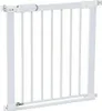 A white metal safety gate with a locking mechanism. Produktbild-Vorschau