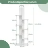 A diagram showing the dimensions of a white bookshelf. Podgląd zdjęcia produktu
