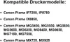 A list of compatible printer models for a product. Produktbild-Vorschau