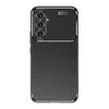 A black carbon fiber look phone case with a camera bump is shown against a white background. Produktbild-Vorschau